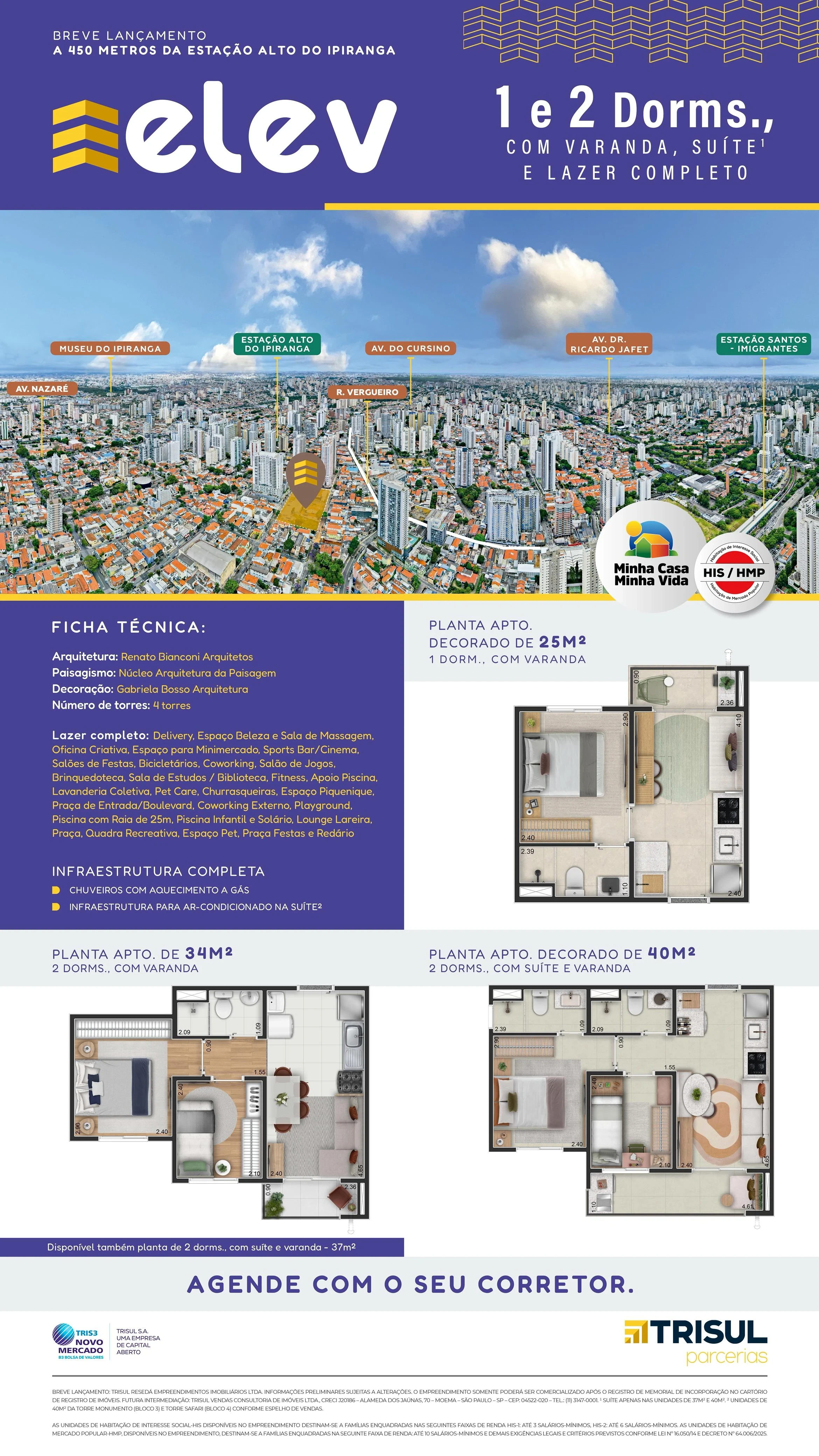 Apartamento com 2 Quartos à Venda, 40 m² em Vila Dom Pedro I - São Paulo