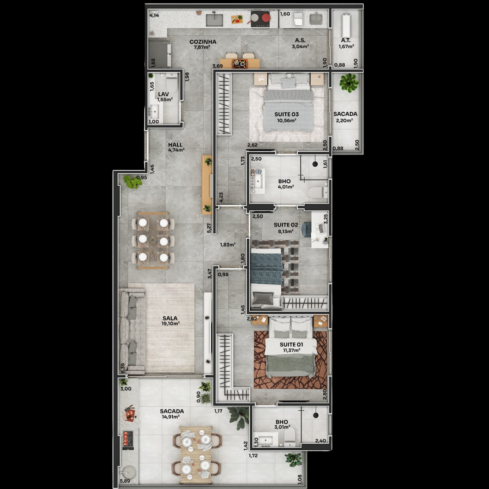 Imagem Apartamento com 3 Quartos à Venda, 105 m² em Boqueirão - Praia Grande