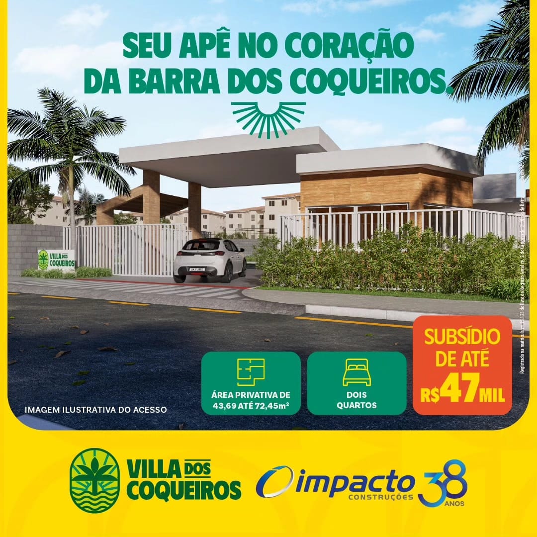 Apartamento com 2 Quartos à Venda, 44 m²em Governador Marcelo Deda - Barra dos Coqueiros