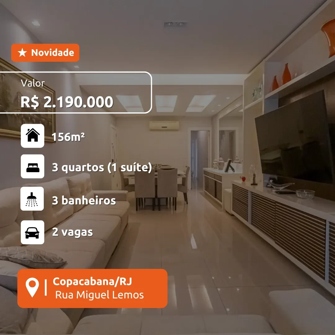 Imagem Apartamento com 2 Quartos à Venda, 60 m² em Copacabana - Rio de Janeiro