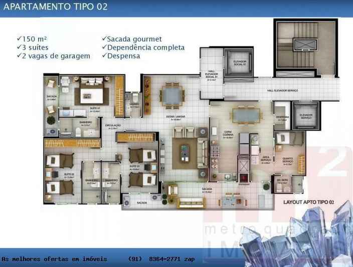 Imagem Apartamento com 3 Quartos à Venda, 150 m² em Nova Marabá - Marabá