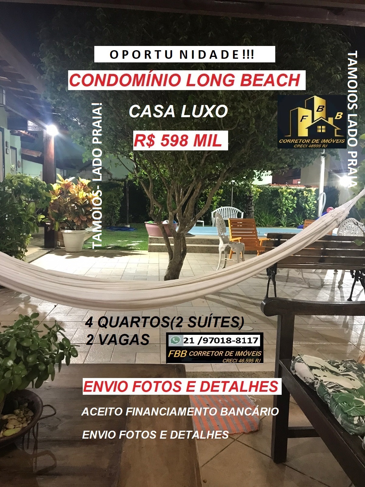 Casa de Condomínio com 4 Quartos à Venda, 182 m² em Long Beach (Tamoios) - Cabo Frio