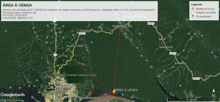 Foto do imóvel: Terreno à Venda, 817.203 metro em Puraquequara - Manaus