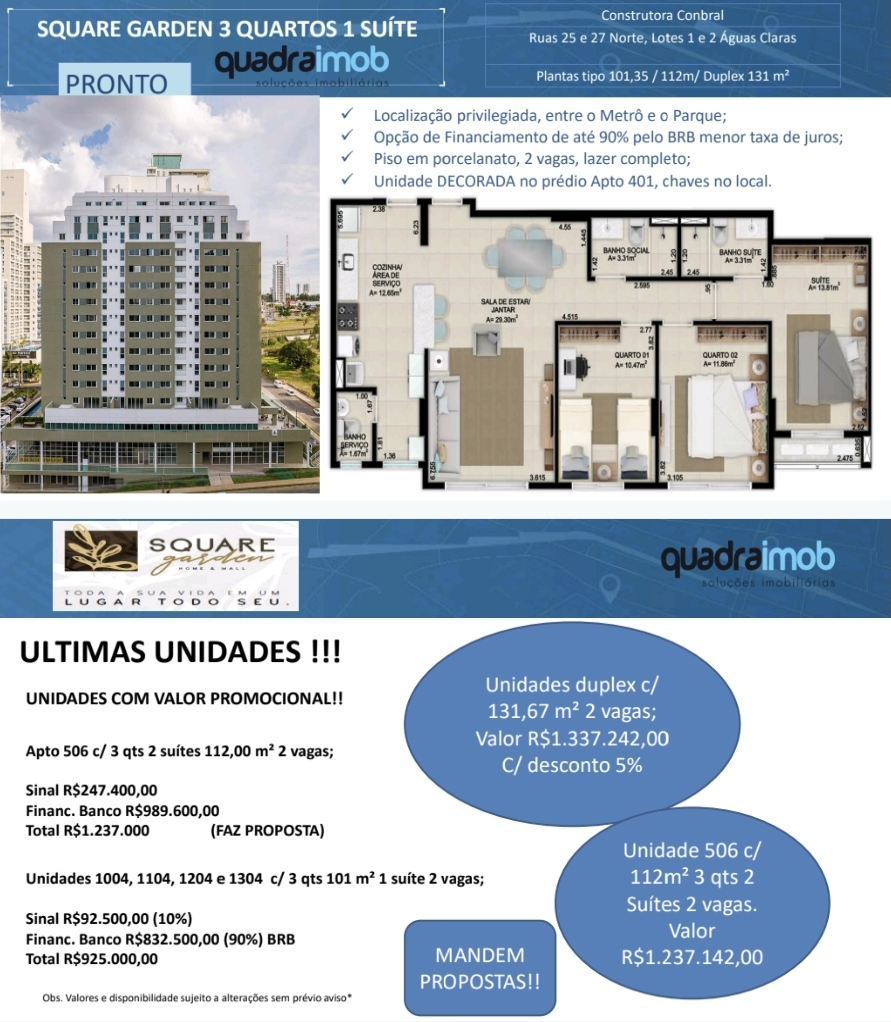 Imagem Apartamento com 1 Quarto à Venda, 30 m²em Sul (Águas Claras) - Brasília