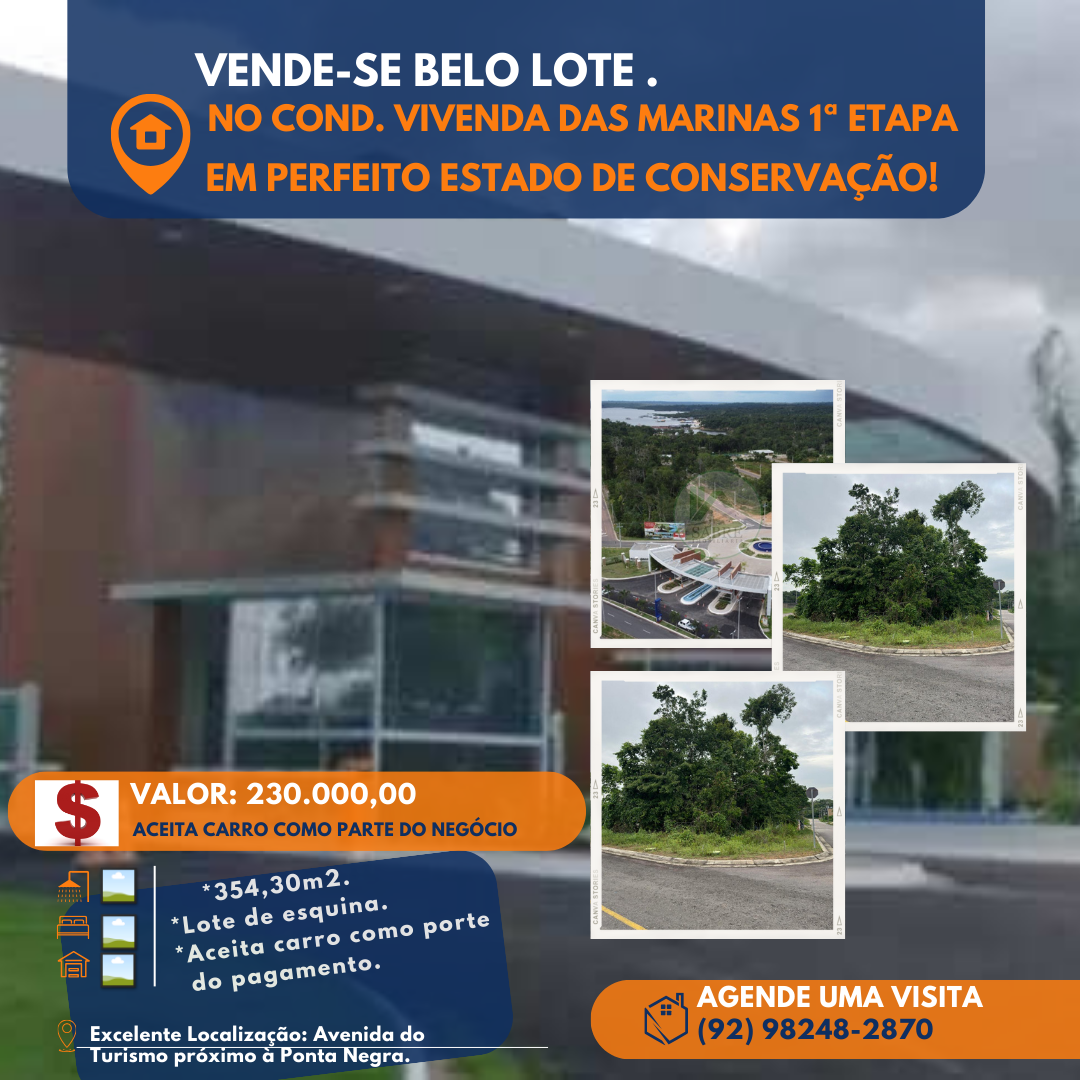 Terreno em Condomínio à Venda, 354 m² em Ponta Negra - Manaus