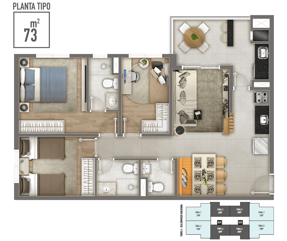 Imagem Apartamento com 3 Quartos à Venda, 73 m² em Jardim Esperança - Barueri