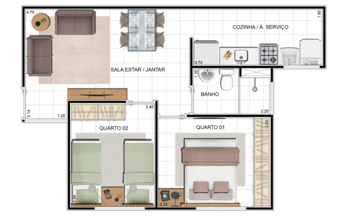 Imagem Apartamento com 2 Quartos à Venda, 47 m² em Tarumã - Manaus
