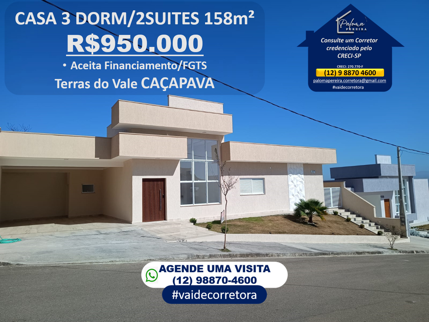 Casa de Condomínio com 3 Quartos à Venda, 158 m²em Condomínio Terras do Vale - Caçapava