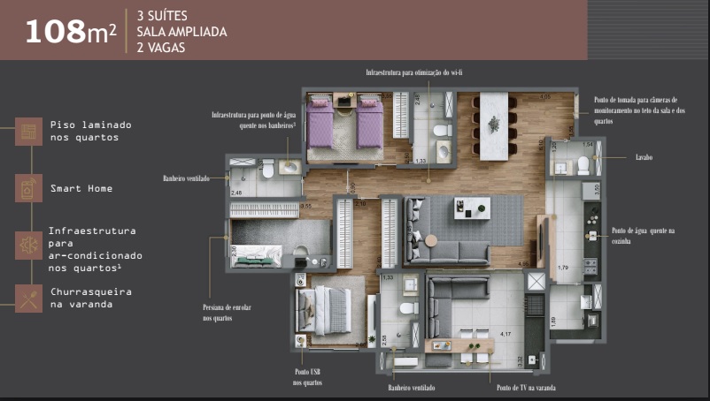 Imagem Apartamento com 3 Quartos à Venda, 108 m²em Jardim Caravelas - São Paulo