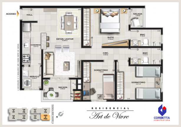 Imagem Apartamento com 3 Quartos à Venda, 80 m²em Centro - Araranguá