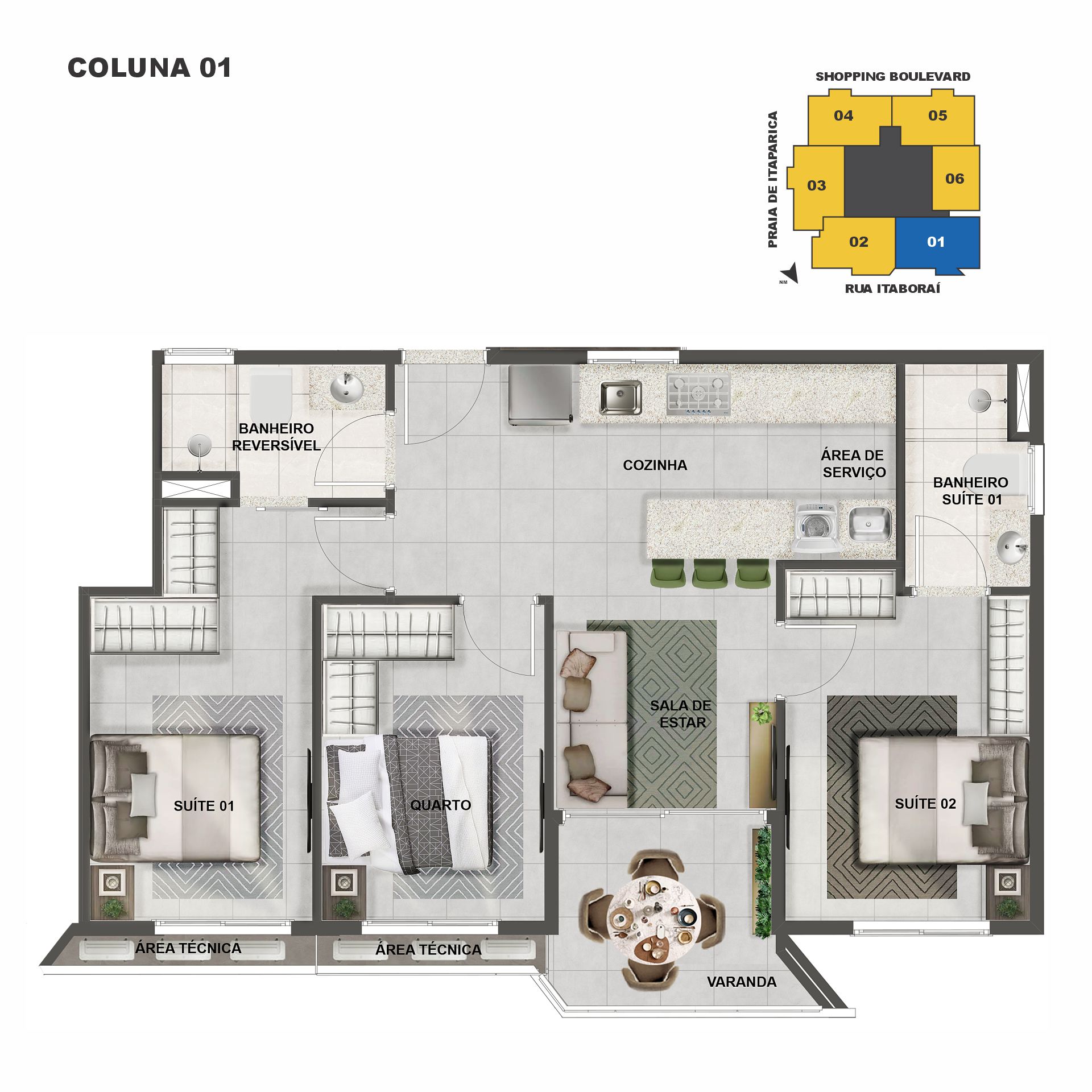 Imagem Apartamento com 3 Quartos à Venda, 80 m² em Praia de Itaparica - Vila Velha