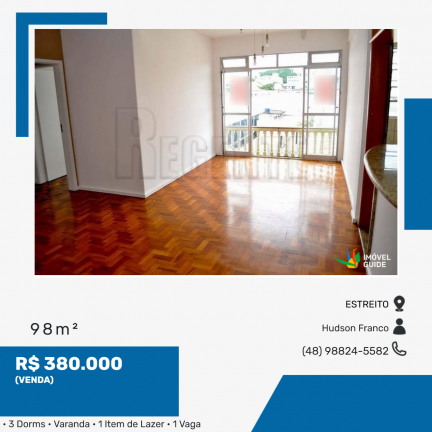 Apartamento com 3 Quartos à Venda, 98 m² em Estreito - Florianópolis