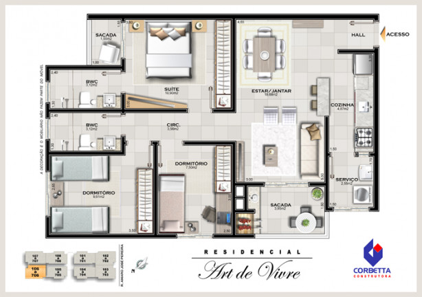 Imagem Apartamento com 3 Quartos à Venda, 80 m²em Centro - Araranguá