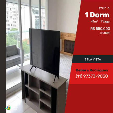 Studio com 1 Quarto à Venda,  em Consolação - São Paulo