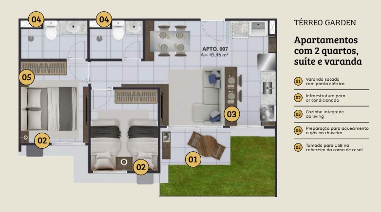 Imagem Apartamento com 2 Quartos à Venda, 45 m² em  - 
