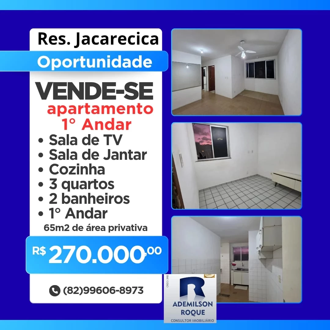 Apartamento com 3 Quartos à Venda, 65 m² em Jacarecica - Maceió