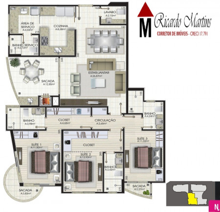 Imagem Cobertura com 3 Quartos à Venda, 134 m² em Centro - Criciúma