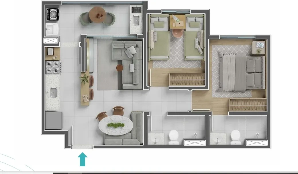 Apartamento com 2 Quartos à Venda, 54 metros em Palmeiras de São José - São José dos Campos