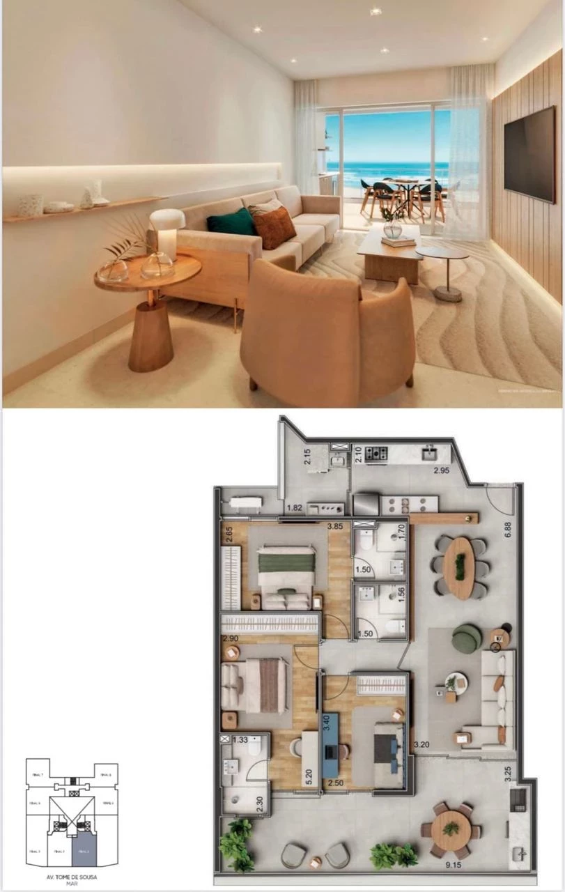 Imagem Apartamento com 3 Quartos à Venda, 1 metros em Albatróz - Bertioga