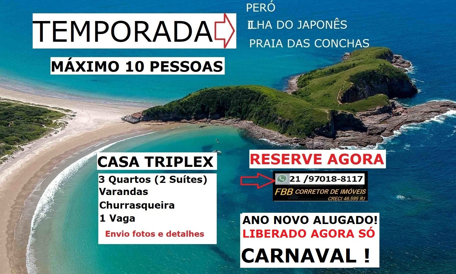Casa de Condomínio com 3 Quartos para Temporada, 100 m² em Peró - Cabo Frio
