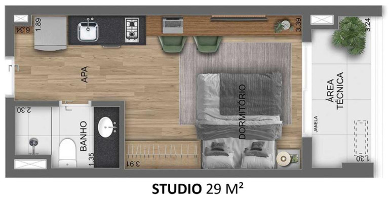 Imagem Studio com 1 Quarto à Venda, 29 m² em Indianópolis - São Paulo
