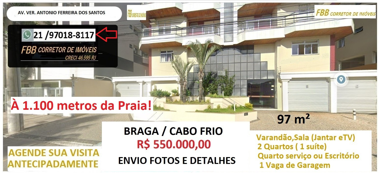 Apartamento com 2 Quartos à Venda, 97 m² em Braga - Cabo Frio