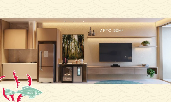 Imagem Apartamento com 1 Quarto à Venda, 32 m² em Muro Alto - Ipojuca