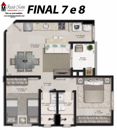 Imagem Apartamento com 2 Quartos à Venda, 58 m²em Mina do Mato - Criciúma