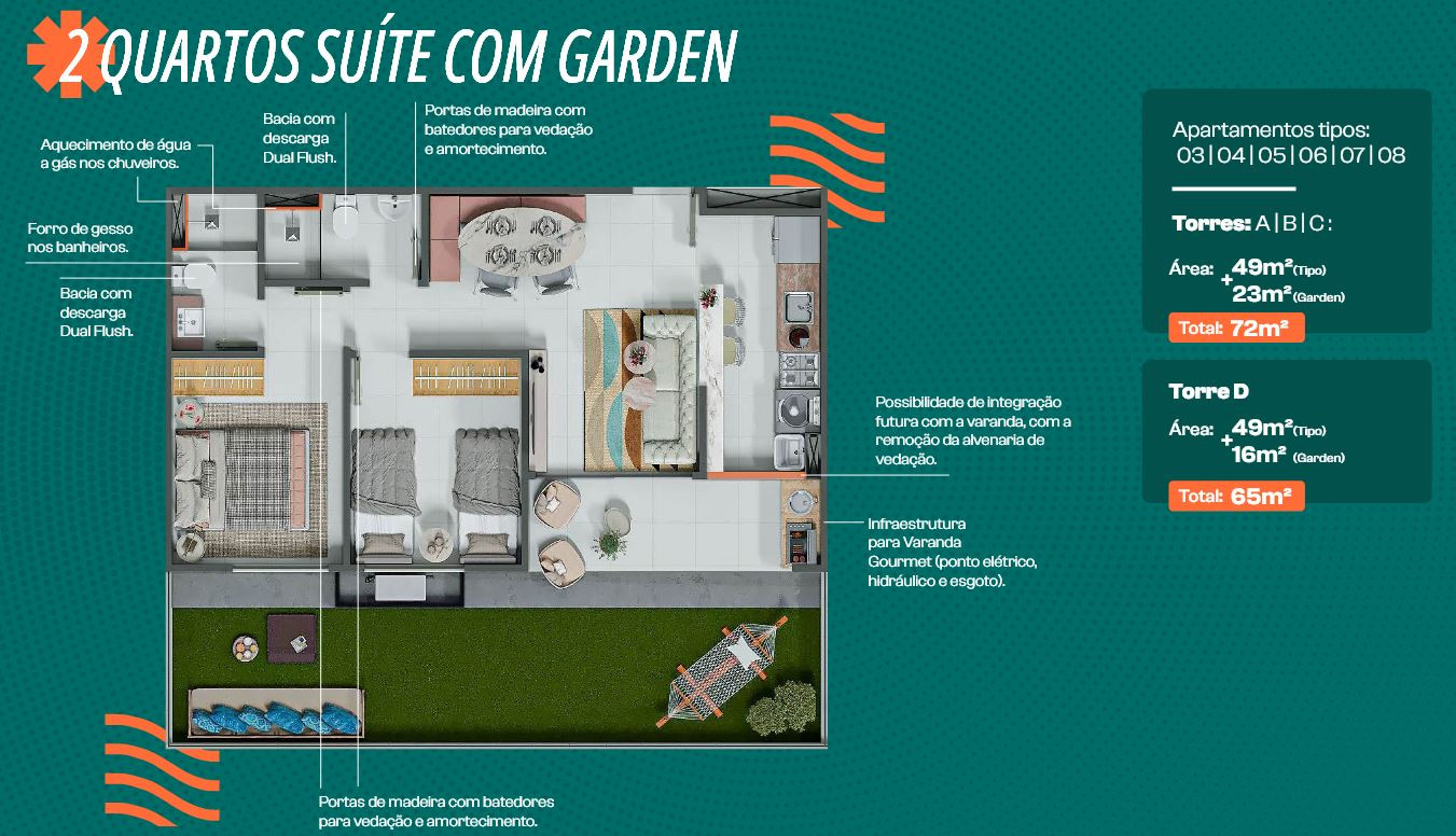 Apartamento com 2 Quartos à Venda, 49 m² em Fragoso - Olinda