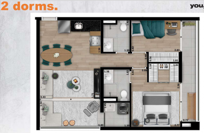 Apartamento com 2 Quartos à Venda, 60 m² em Sumarezinho - São Paulo