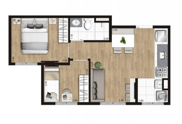 Apartamento com 2 Quartos à Venda, 37 m² em Vila Campestre - São Paulo