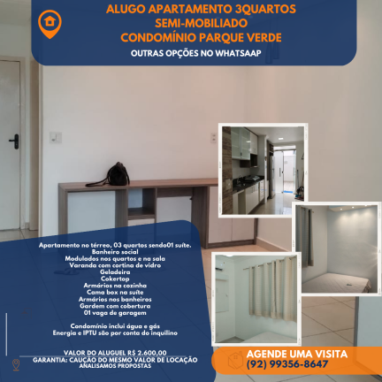 Imagem Apartamento com 2 Quartos para Alugar, 42 m² em Tarumã-Açu - Manaus