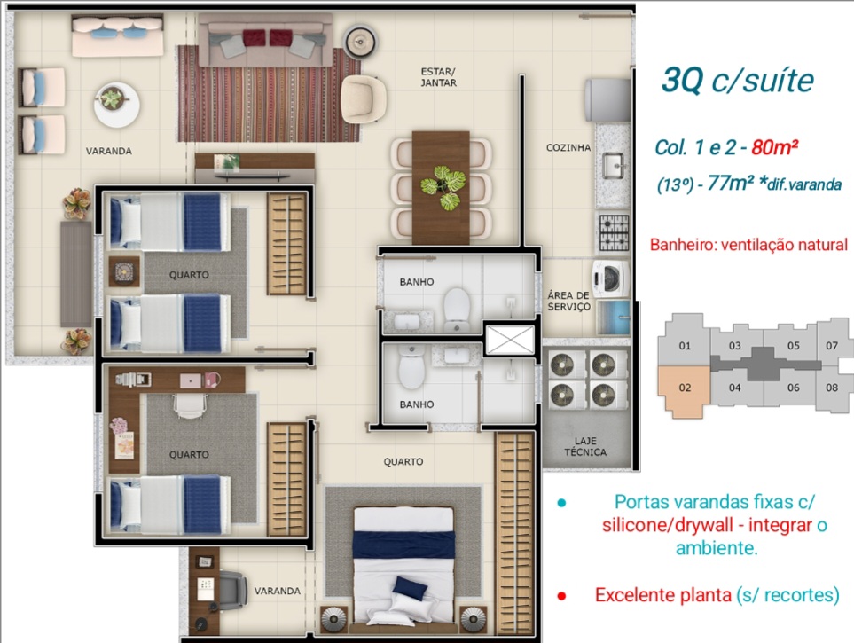 Imagem Apartamento com 3 Quartos à Venda, 80 m²em Praia de Itaparica - Vila Velha