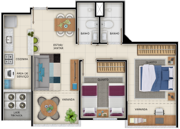 Imagem Apartamento com 2 Quartos à Venda, 59 m² em Praia de Itaparica - Vila Velha