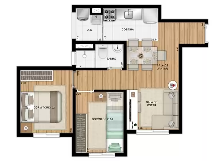 Apartamento com 2 Quartos à Venda, 42 m²em Campo Limpo - SÃO PAULO