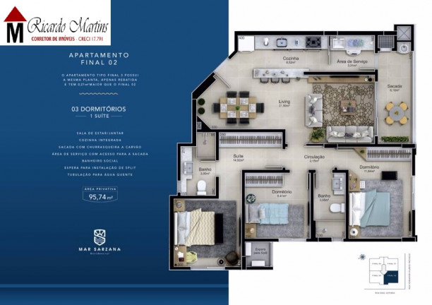 Imagem Apartamento com 3 Quartos à Venda, 96 m² em Mar Grosso - Laguna