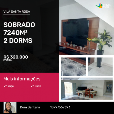 Sobrado com 2 Quartos à Venda, 7.240 m² em Vila Santa Rosa - Guarujá