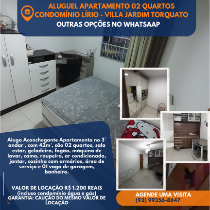Imagem Apartamento com 2 Quartos para Alugar, 42 m² em Tarumã-Açu - Manaus
