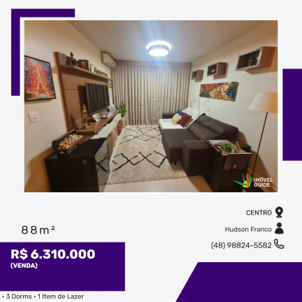 Apartamento com 3 Quartos à Venda, 88 m² em Centro - Florianópolis