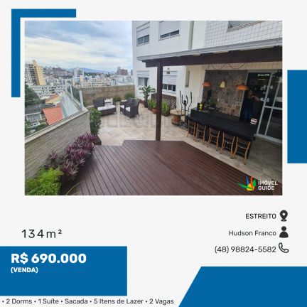 Apartamento com 2 Quartos à Venda, 134 m² em Estreito - Florianópolis