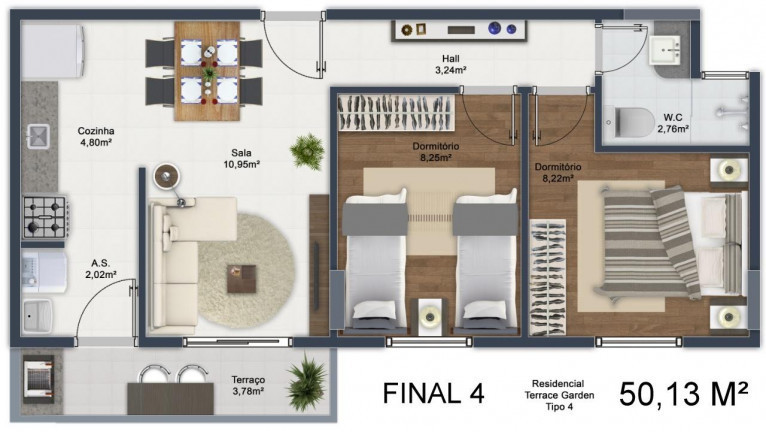 Foto do imóvel: Apartamento com 2 Quartos à Venda, 56 m² em Mirim - Praia Grande