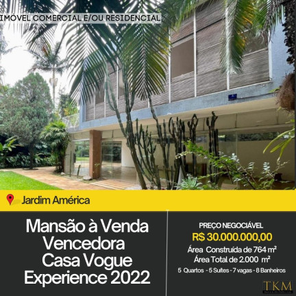 Imóvel Comercial à Venda ou Locação, 764 m² em Jardim América - São Paulo