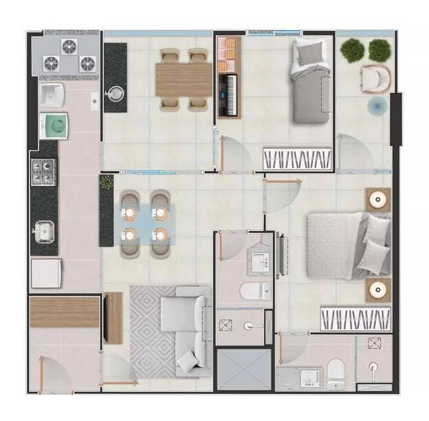 Imagem Apartamento com 2 Quartos à Venda, 59 m² em Praia de Itaparica - Vila Velha