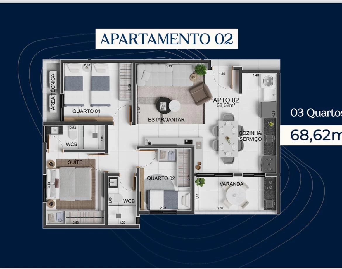 Foto do imóvel: Apartamento com 3 Quartos à Venda, 68 m² em Intermares - Cabedelo