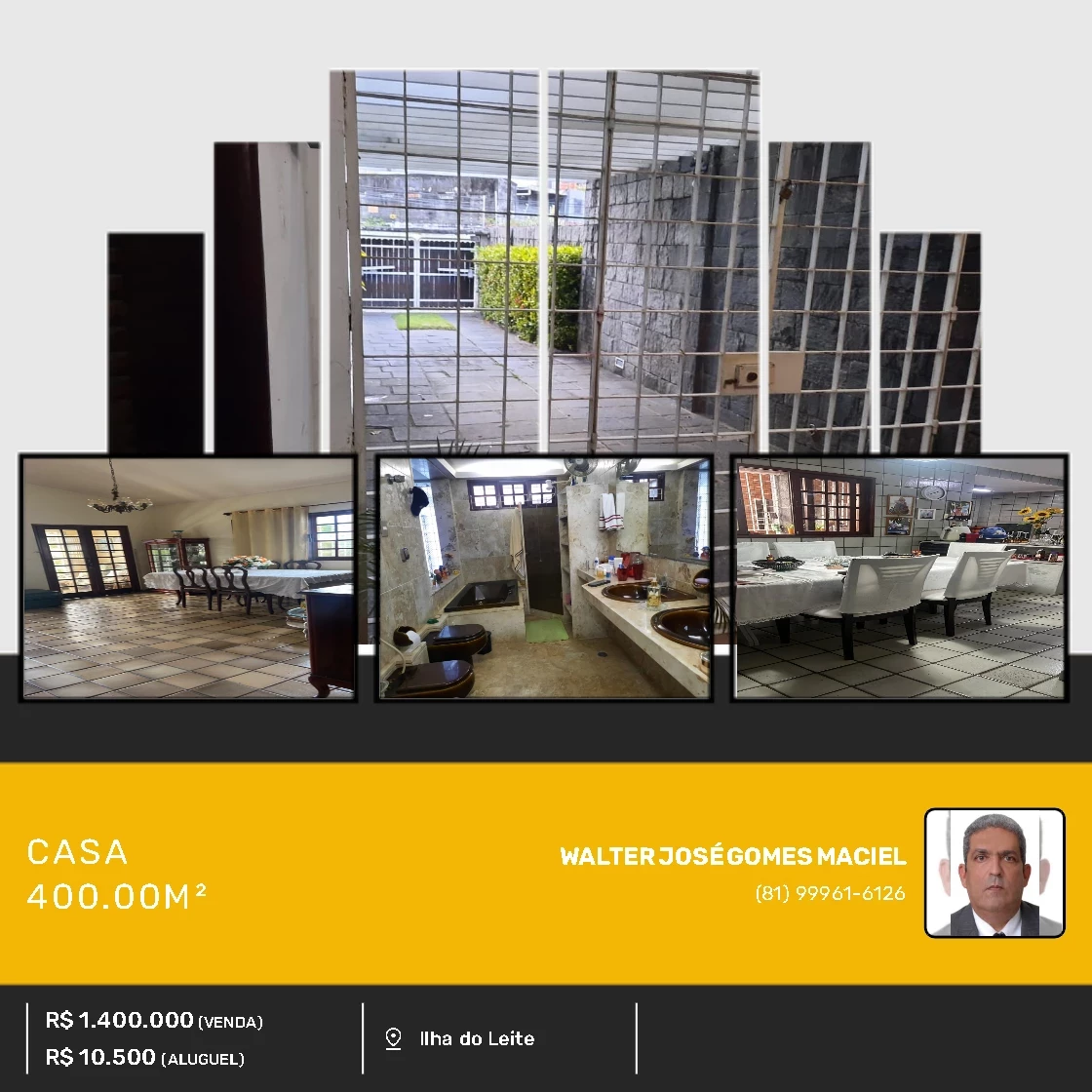 Foto do imóvel: Casa com 4 Quartos à Venda ou Locação, 400 m² em Ilha do Leite - Recife