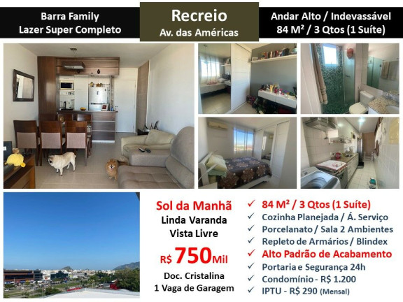 Imagem Apartamento com 3 Quartos à Venda, 84 m² em Recreio dos Bandeirantes - Rio de Janeiro