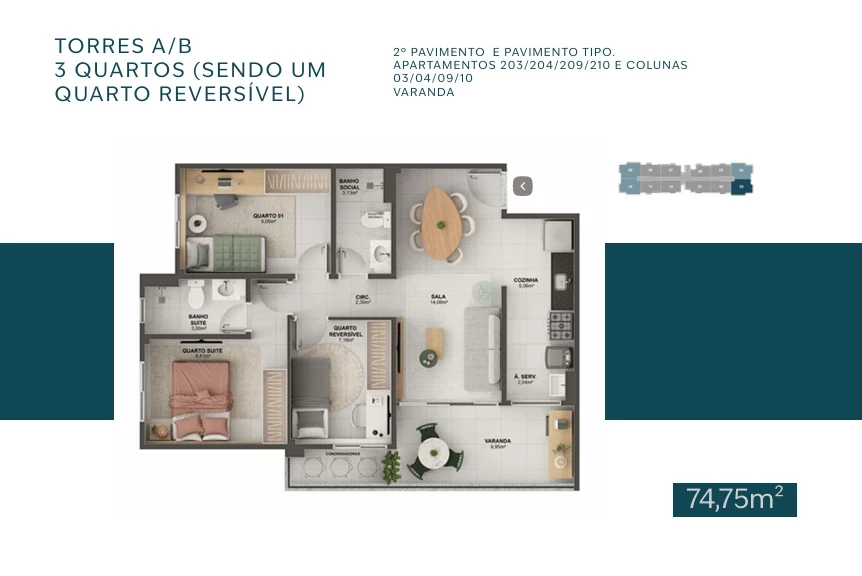Foto do imóvel: Apartamento com 2 Quartos à Venda, 59 m² em De Fátima - Serra