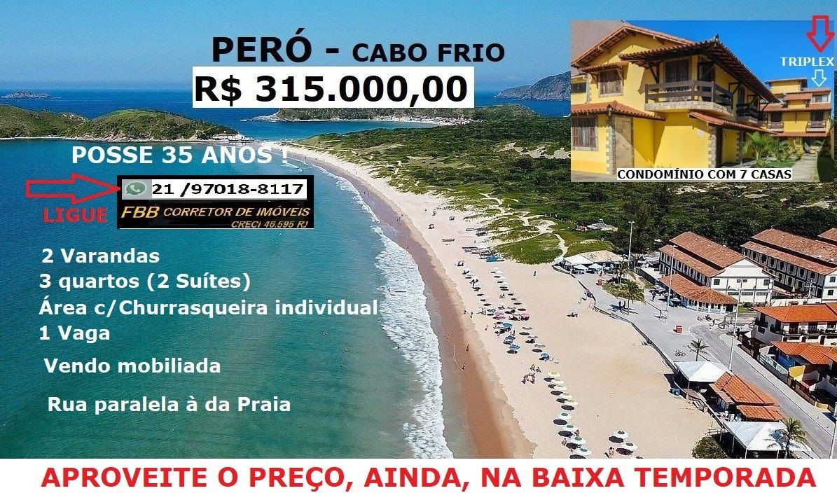 Casa de Condomínio com 3 Quartos à Venda, 100 m² em Peró - Cabo Frio