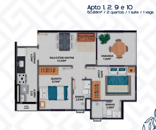 Foto do imóvel: Apartamento com 2 Quartos à Venda, 48 m² em Cocal - Vila Velha