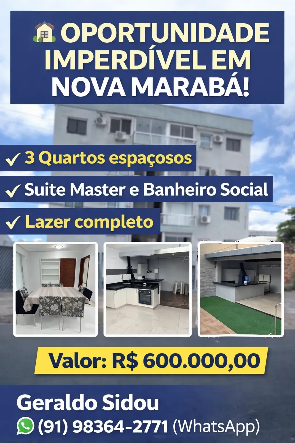 Imagem Apartamento com 3 Quartos à Venda, 142 metros em Nova Marabá - Marabá